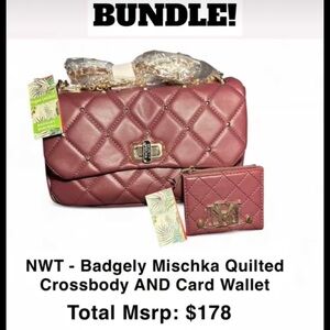 BUNDLE! NWT - Badgely Mischka Crossbody and Card Wallet in Plum